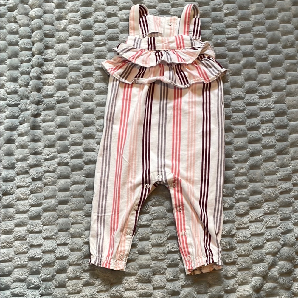 Zara Pink and Brown Jumpsuit with Ruffle Detail